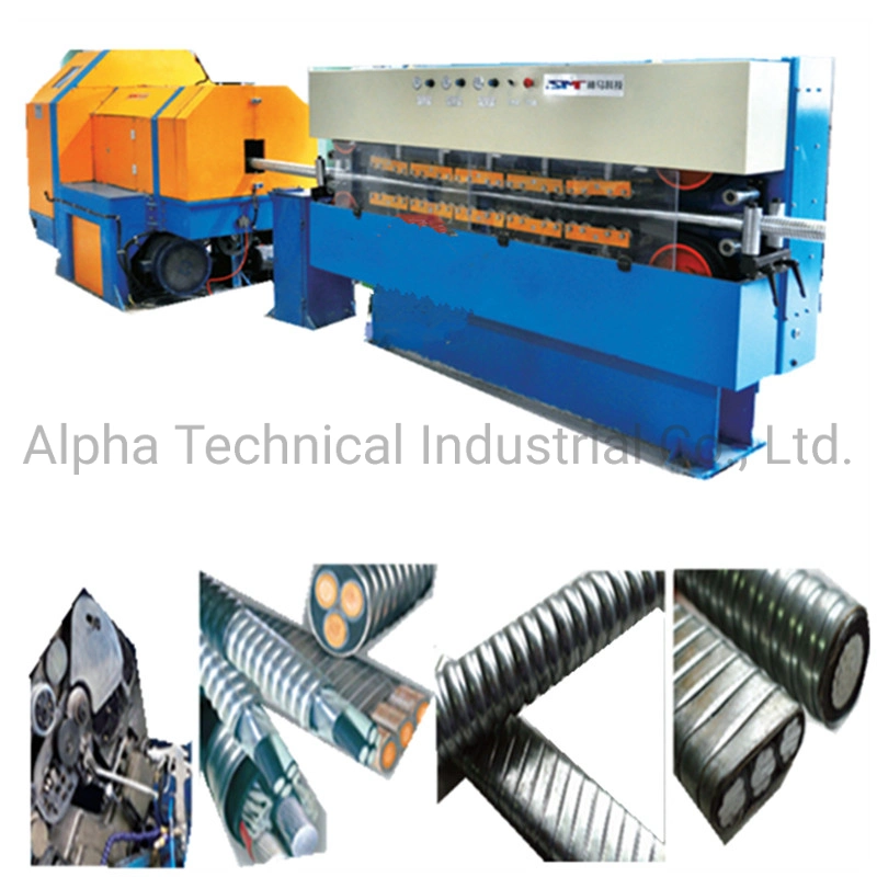 Copper and Aluminum Cable or Wire Drum Interlock Armoring Machine, High Speed and Full Automatic